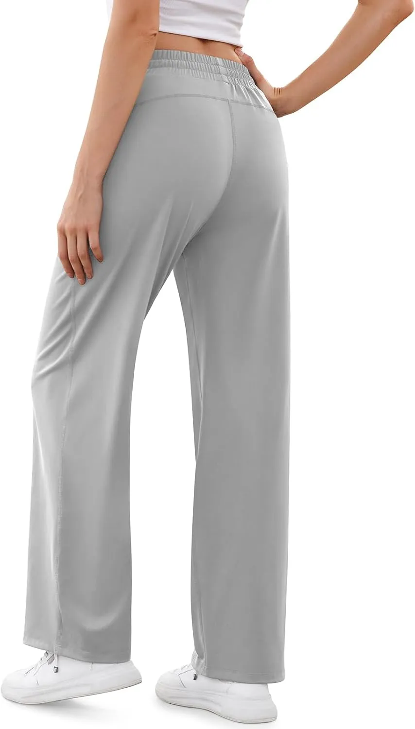 TARSE Women's Straight Leg Sweatpants High Wasited Athletic Pants Workout Jogger Sweat Pants with Pockets- 29"/20" Inseam