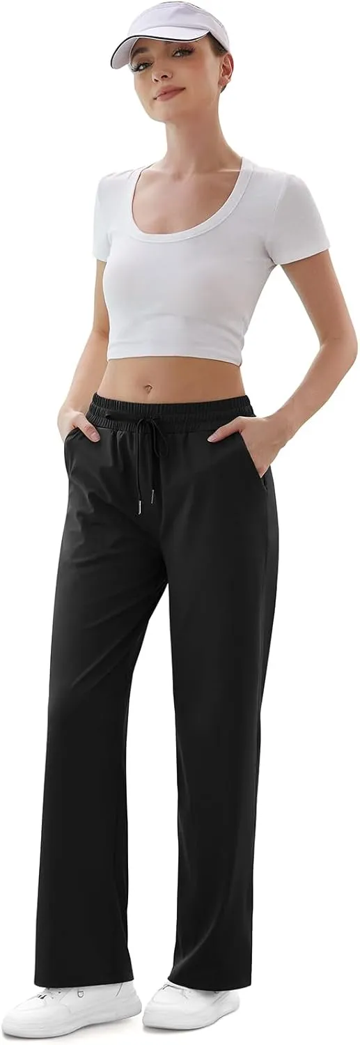 TARSE Women's Straight Leg Sweatpants High Wasited Athletic Pants Workout Jogger Sweat Pants with Pockets- 29"/20" Inseam