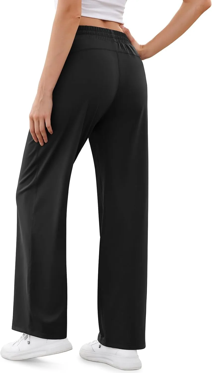 TARSE Women's Straight Leg Sweatpants High Wasited Athletic Pants Workout Jogger Sweat Pants with Pockets- 29"/20" Inseam