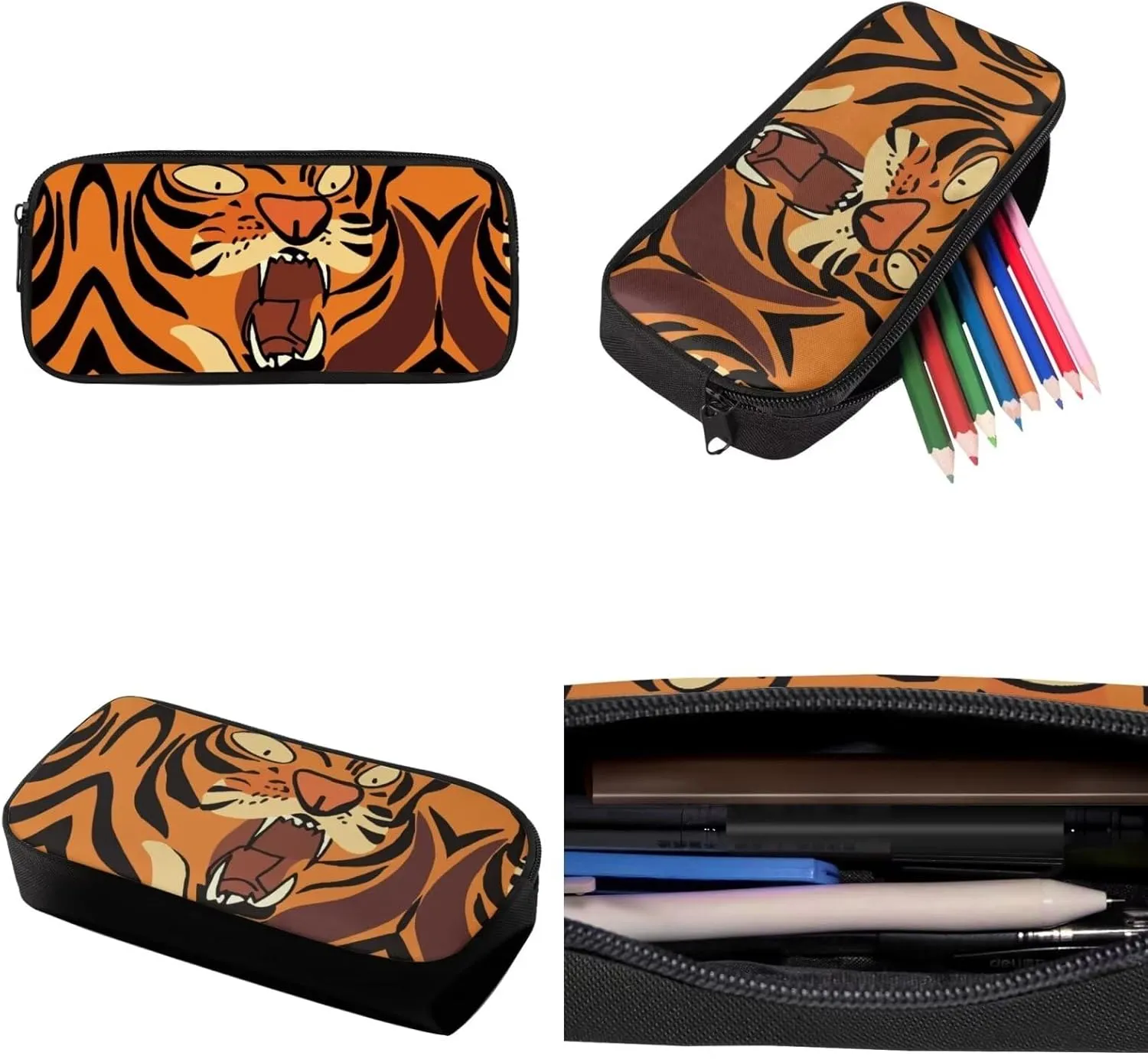 Teen Boys School Backpack Kids Bookbag Lightweight Travel Laptop Backpack Stylish Casual Daypack Reusable Thermal Cooler Leakproof Insulated Lunch Bag Cartoon Tiger