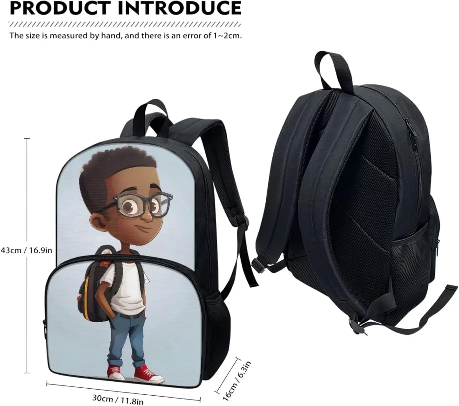 Teen Girls-Boys School Backpack Kids Bookbag Lightweight Reusable Thermal Cooler Leakproof Insulated Lunch Bag African Boy Travel Laptop Backpack Stylish Casual Daypack