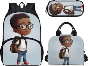 Teen Girls-Boys School Backpack Kids Bookbag Lightweight Reusable Thermal Cooler Leakproof Insulated Lunch Bag African Boy Travel Laptop Backpack Stylish Casual Daypack