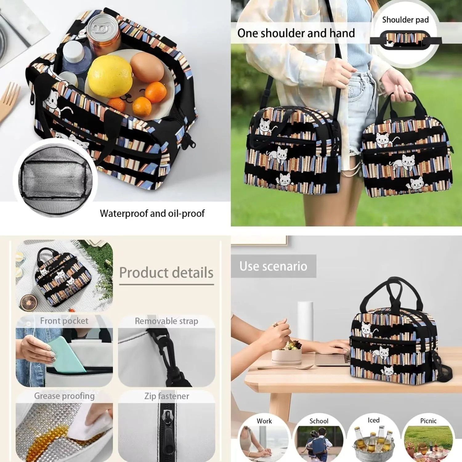 Teen Girls School Backpack Kids Bookbag Lightweight Travel Laptop Backpack Stylish Casual Daypack Reusable Thermal Cooler Leakproof Insulated Lunch Bag Bookshelf Rabbit