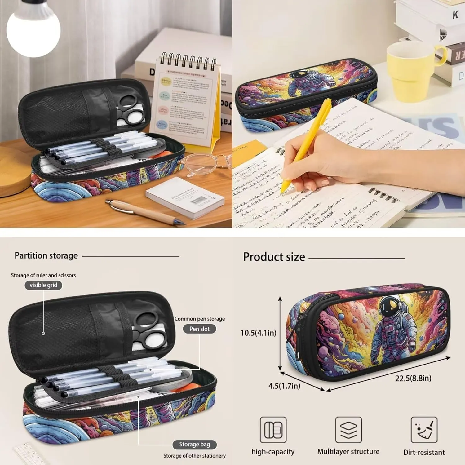 Teen Girls School Backpack Kids Bookbag Lightweight Travel Laptop Backpack Stylish Casual Daypack Reusable Thermal Cooler Leakproof Insulated Lunch Bag Cartoon Astronaut-2