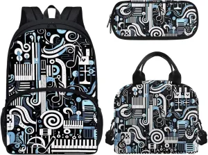 Teen Girls School Backpack Kids Bookbag Lightweight Travel Laptop Backpack Stylish Casual Daypack Reusable Thermal Cooler Leakproof Insulated Lunch Bag Musical Note