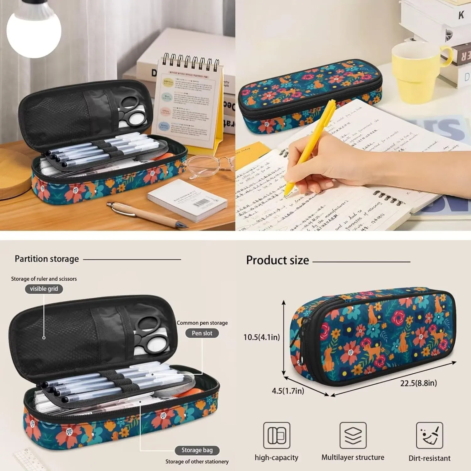 Teen Girls School Backpack Kids Bookbag Lightweight Travel Laptop Backpack Stylish Casual Daypack Reusable Thermal Cooler Leakproof Insulated Lunch Bag Puppy and Floral-2