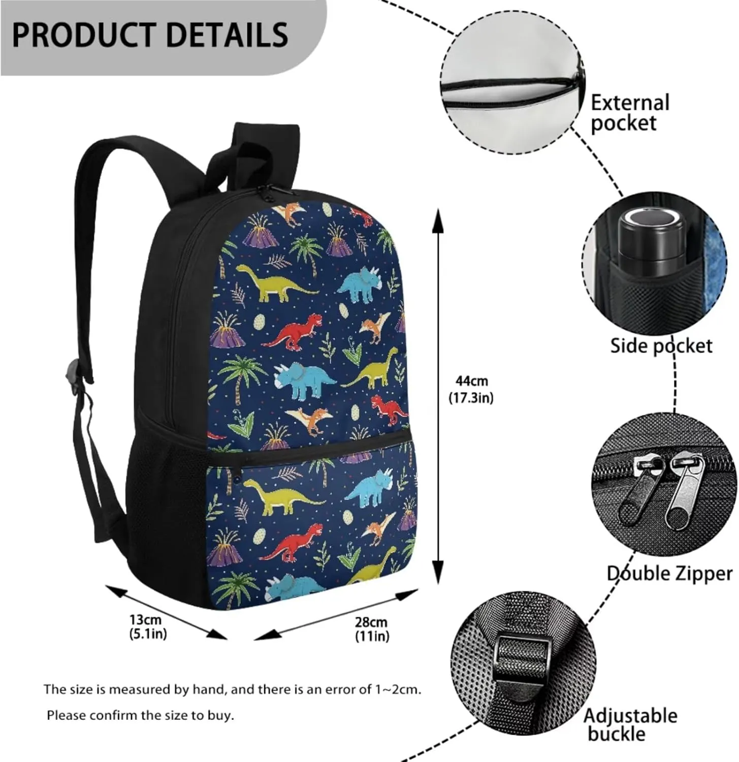 Teen Girls School Backpack Kids Bookbag Lightweight Travel Laptop Backpack Stylish Casual Daypack Reusable Thermal Leakproof Insulated Lunch Bag Water Cup Cover Cartoon Dinosaur