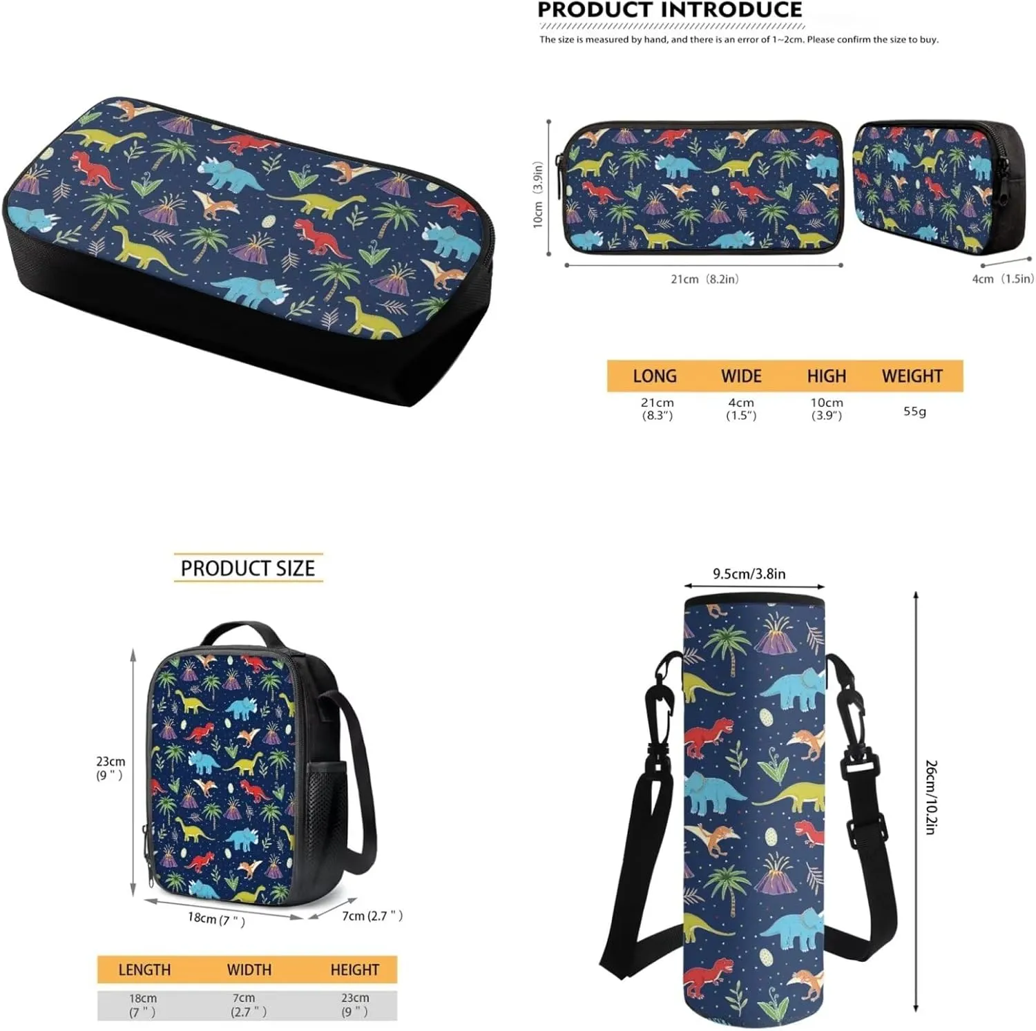 Teen Girls School Backpack Kids Bookbag Lightweight Travel Laptop Backpack Stylish Casual Daypack Reusable Thermal Leakproof Insulated Lunch Bag Water Cup Cover Cartoon Dinosaur