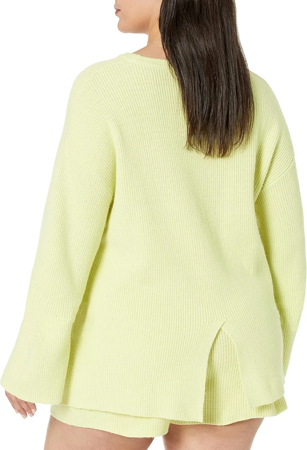 The Drop Women's Alice Crew-Neck Back-Slit Ribbed Pullover Sweater