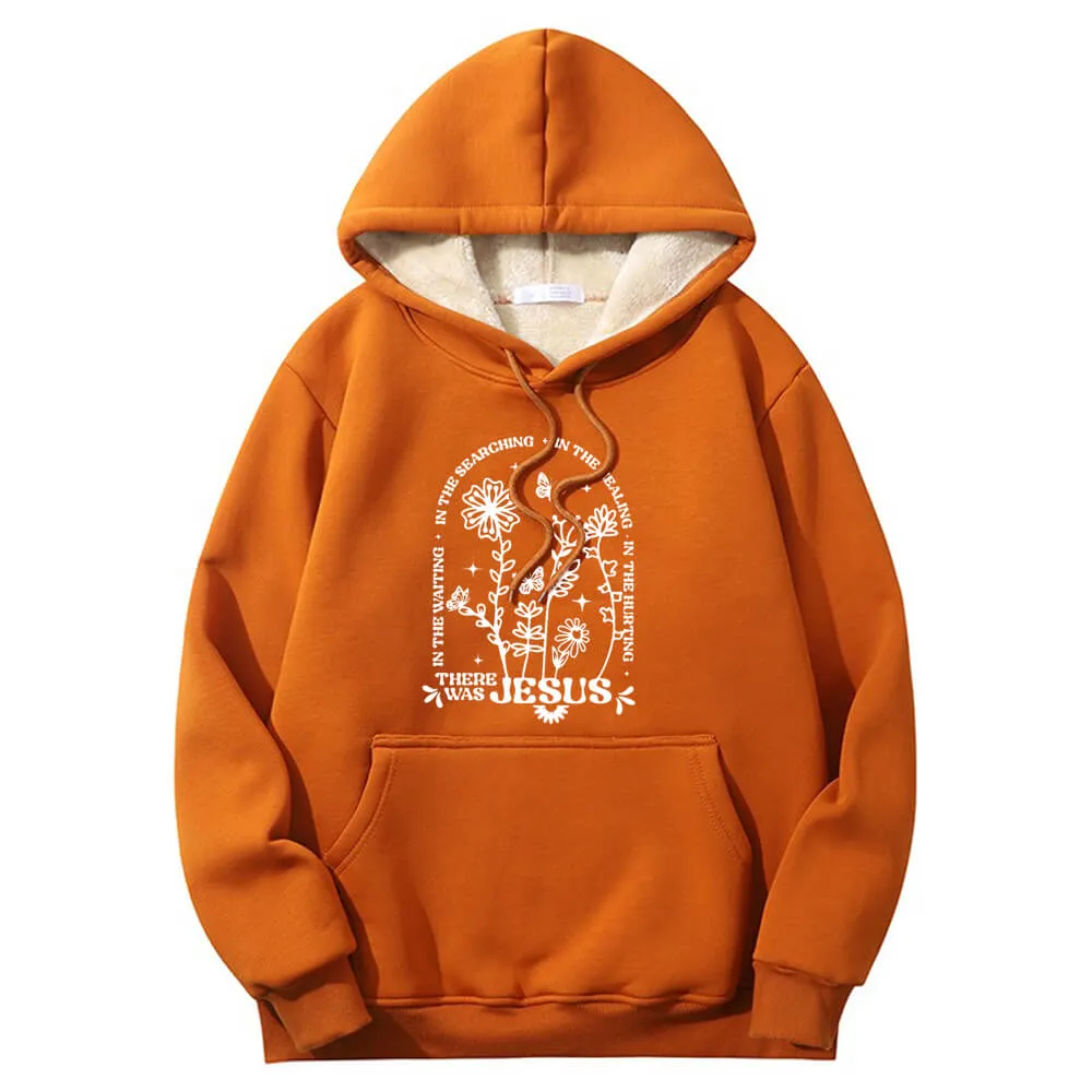 There Was Jesus Flower Crew Collar Fleece Sherpa Hoodie
