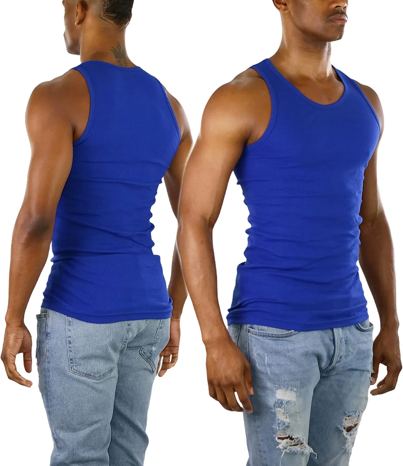 ToBeInStyle Mens Long Muscle Tank Top Workout A-Shirt