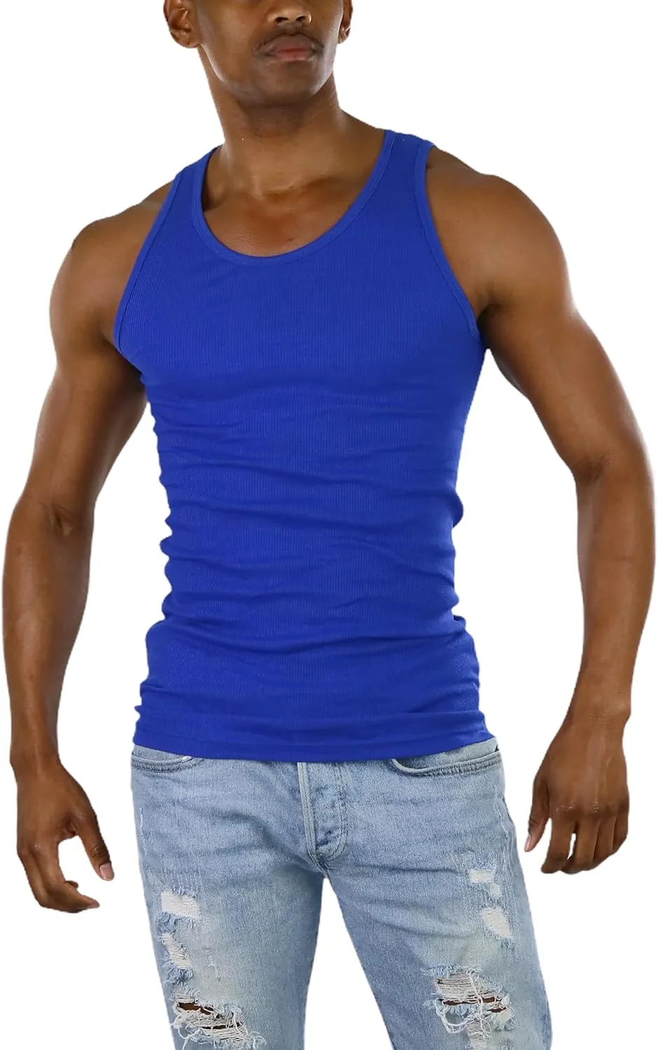 ToBeInStyle Mens Long Muscle Tank Top Workout A-Shirt