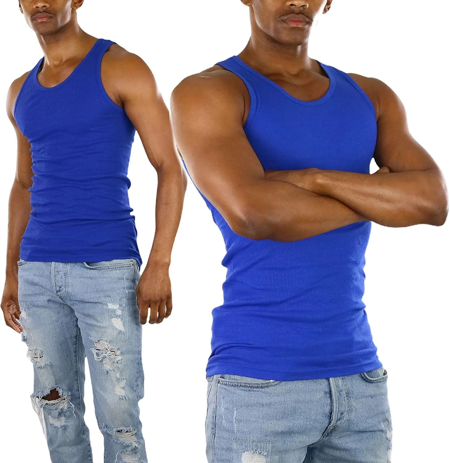 ToBeInStyle Mens Long Muscle Tank Top Workout A-Shirt