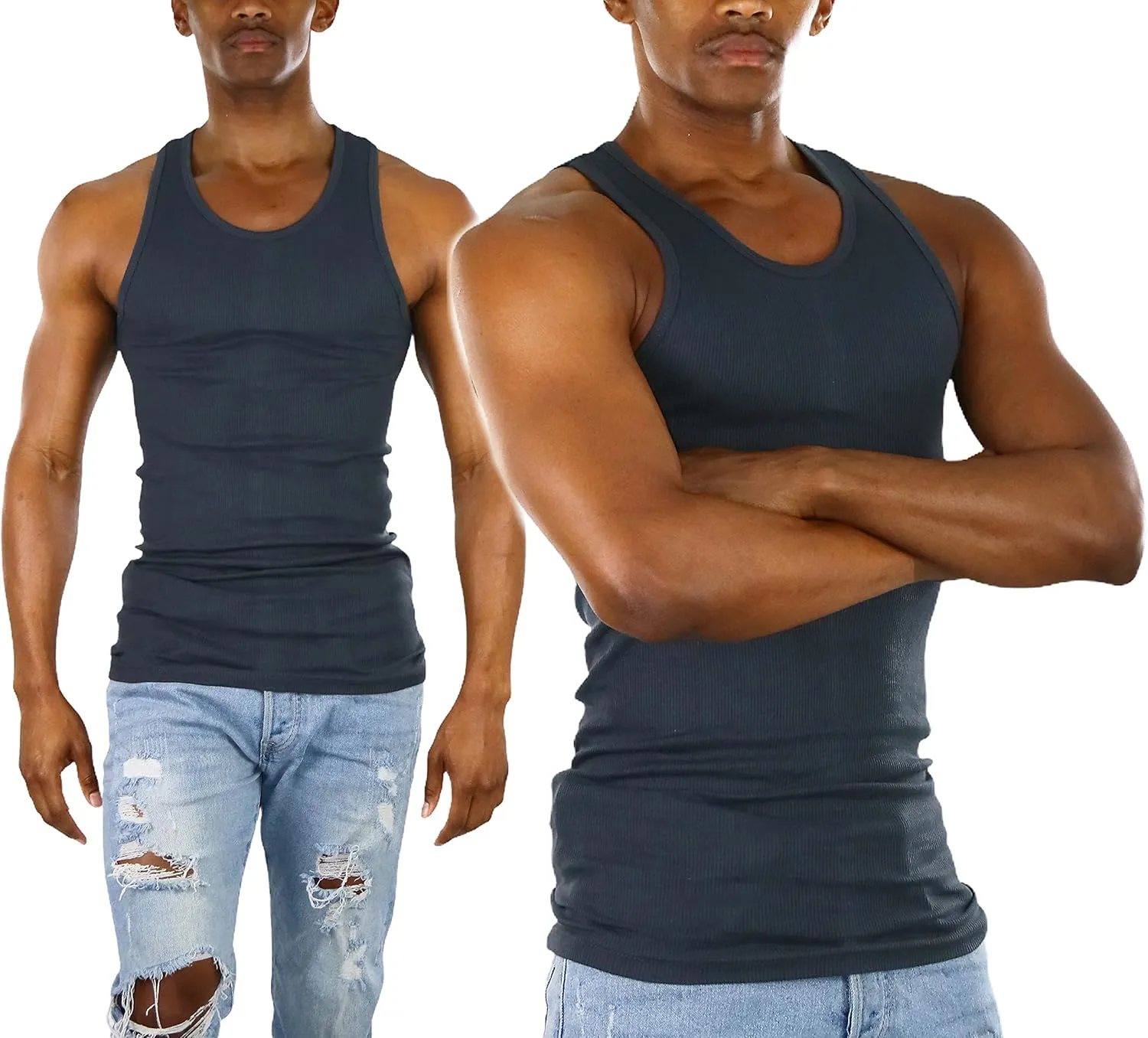 ToBeInStyle Mens Long Muscle Tank Top Workout A-Shirt