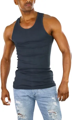 ToBeInStyle Mens Long Muscle Tank Top Workout A-Shirt