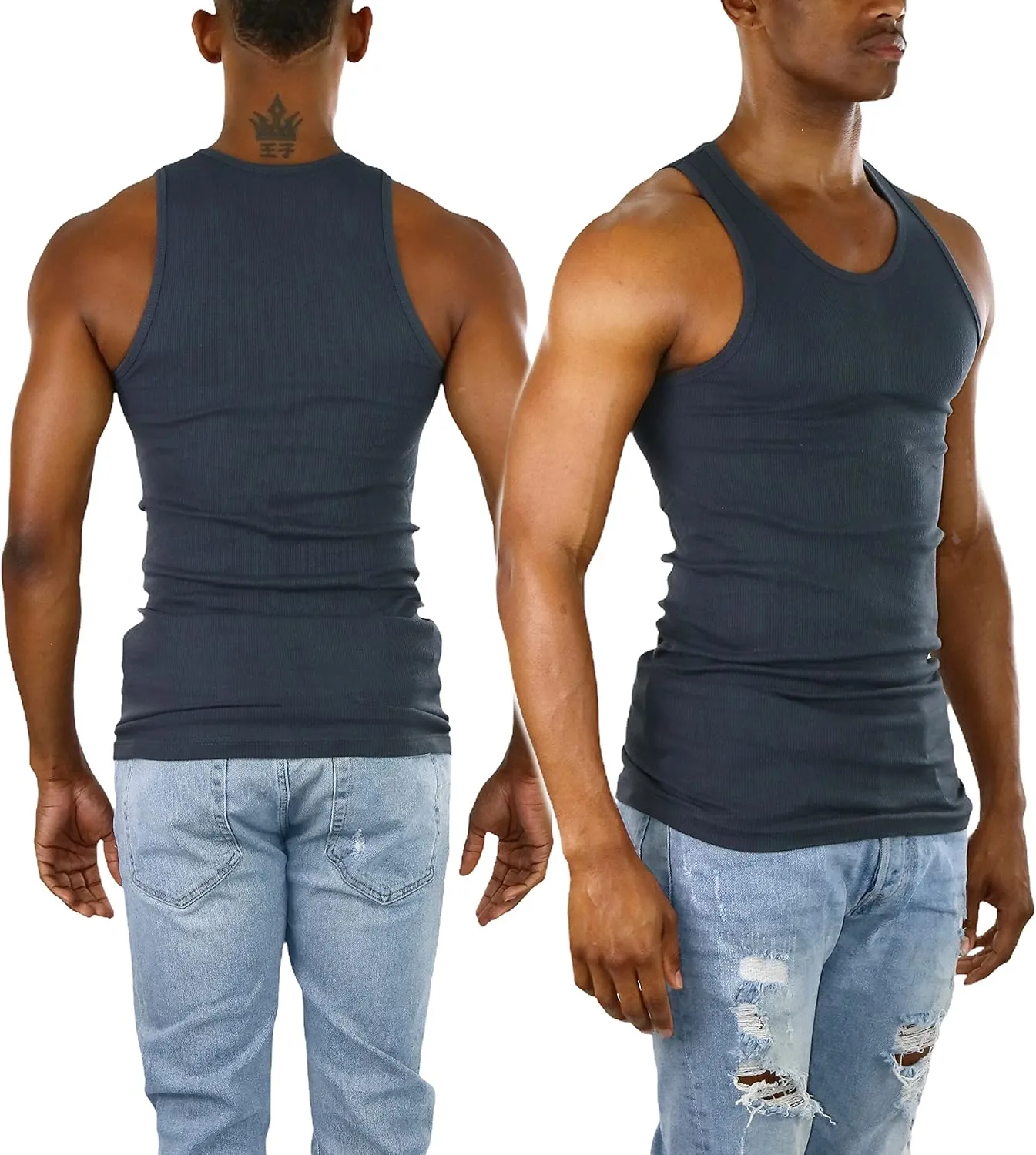 ToBeInStyle Mens Long Muscle Tank Top Workout A-Shirt