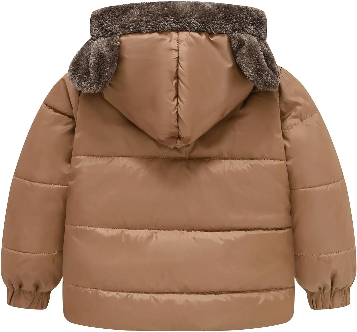 Toddler Baby Girls Boys Winter Fleece Jackets Zip Up Bear Ears Hooded Coat Cotton Warm Lined Padded Outwear Clothing