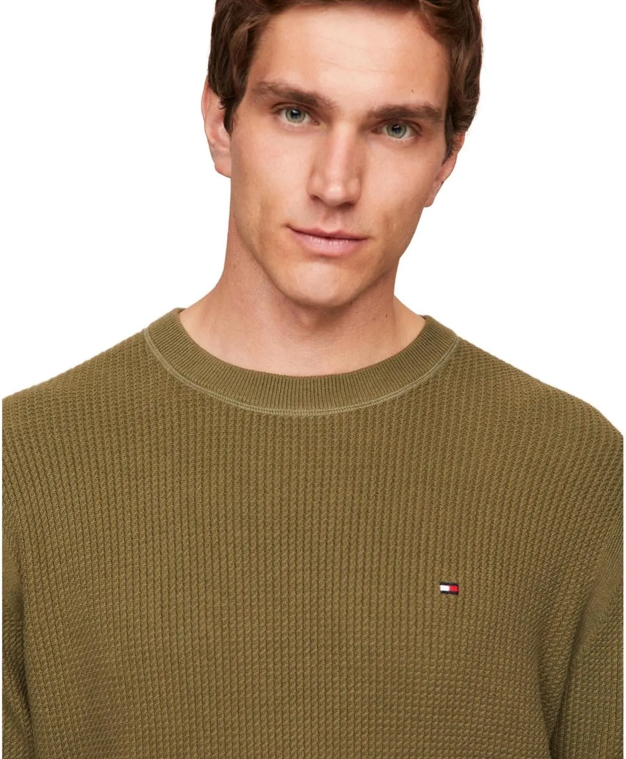 Tommy Hilfiger Men's Waffle Knit Crewneck Sweater Lightweight Pullover, Also Available in Big & Tall