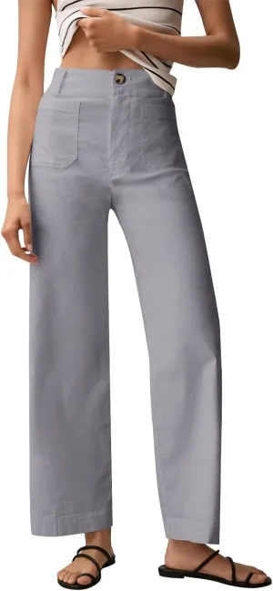 Twill Stretch Cropped Wide Leg Pants for Women Business Casual High Waist Chino Pants Office Work Ankle Jeans w/Pocket