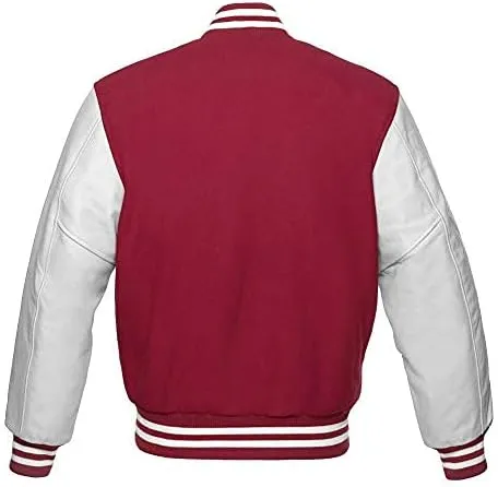 Varsity jacket Baseball Letterman Bomber School Collage Premium Wool and Genuine White Leather Sleeves Jacket