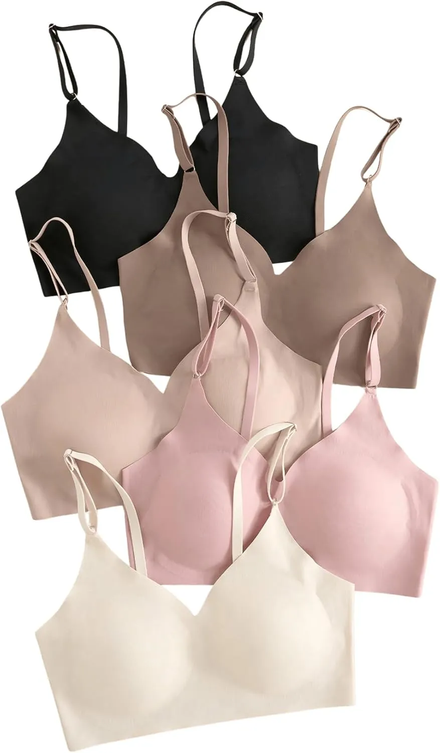 Verdusa Women's 5Pack Padded Seamless Bralettes Bra Camisole Top