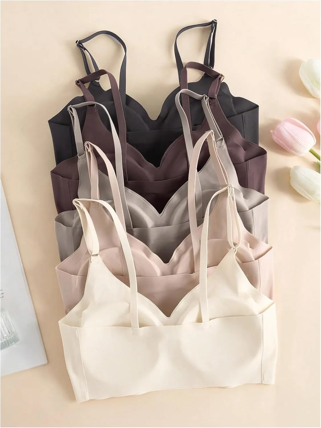 Verdusa Women's 5Pack Padded Seamless Bralettes Bra Camisole Top