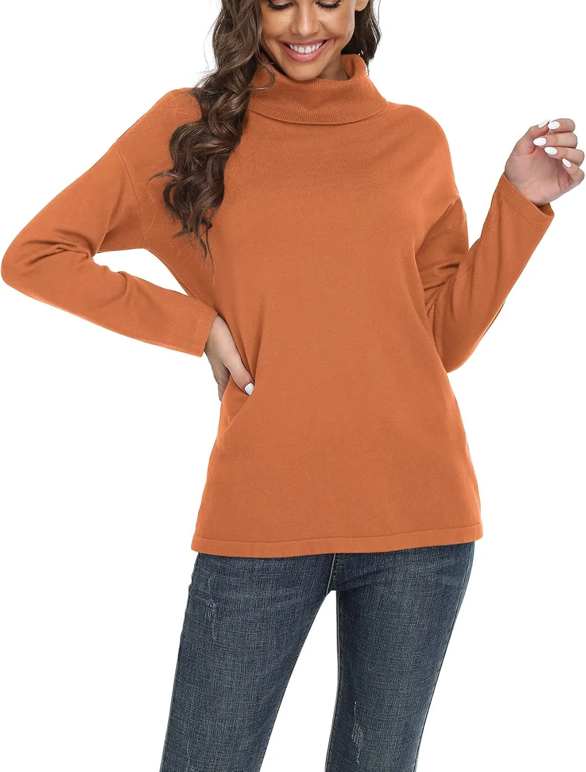 VIISHOW Women's Turtleneck Sweater Long Sleeve Cozy Warm Sweater Casual Lightweight Soft Pullover Jumper Tops