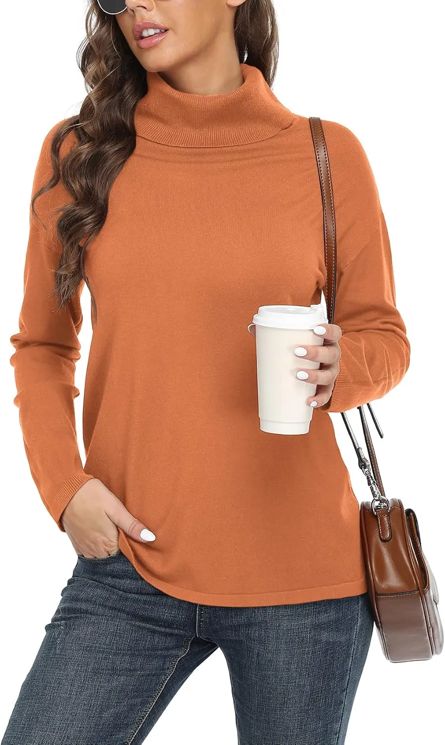 VIISHOW Women's Turtleneck Sweater Long Sleeve Cozy Warm Sweater Casual Lightweight Soft Pullover Jumper Tops