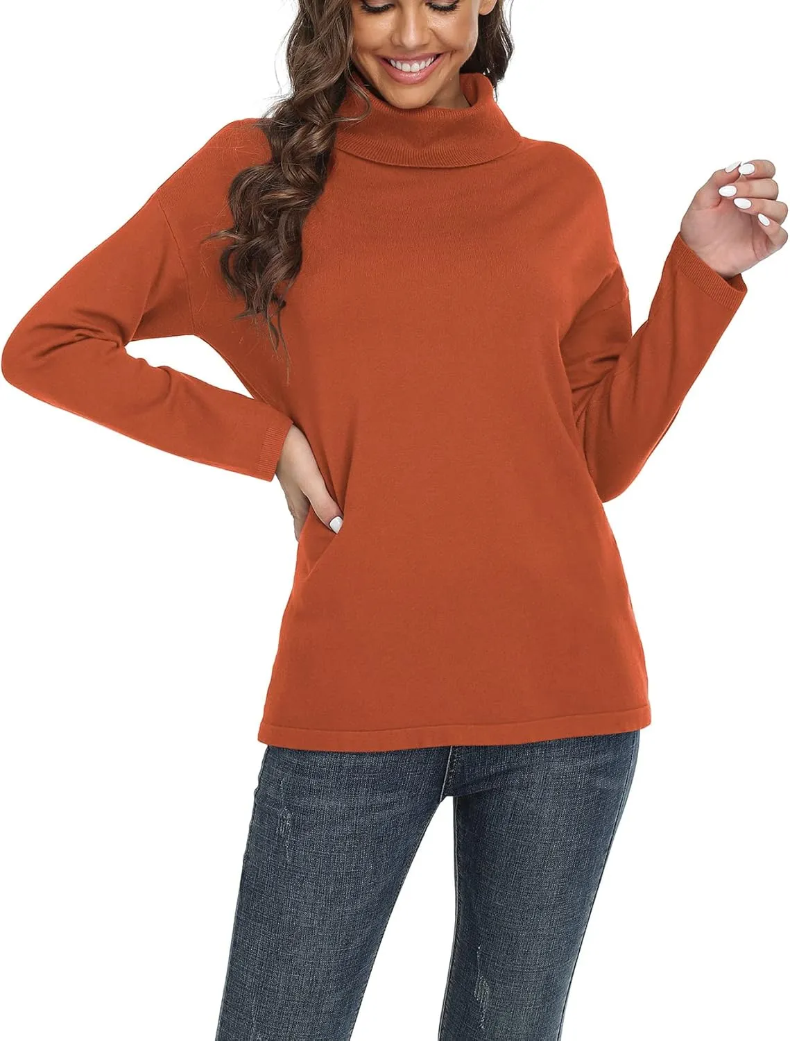 VIISHOW Women's Turtleneck Sweater Long Sleeve Cozy Warm Sweater Casual Lightweight Soft Pullover Jumper Tops