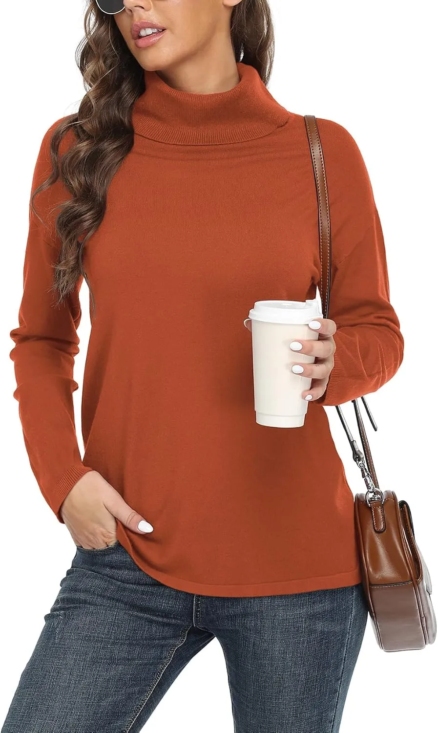 VIISHOW Women's Turtleneck Sweater Long Sleeve Cozy Warm Sweater Casual Lightweight Soft Pullover Jumper Tops