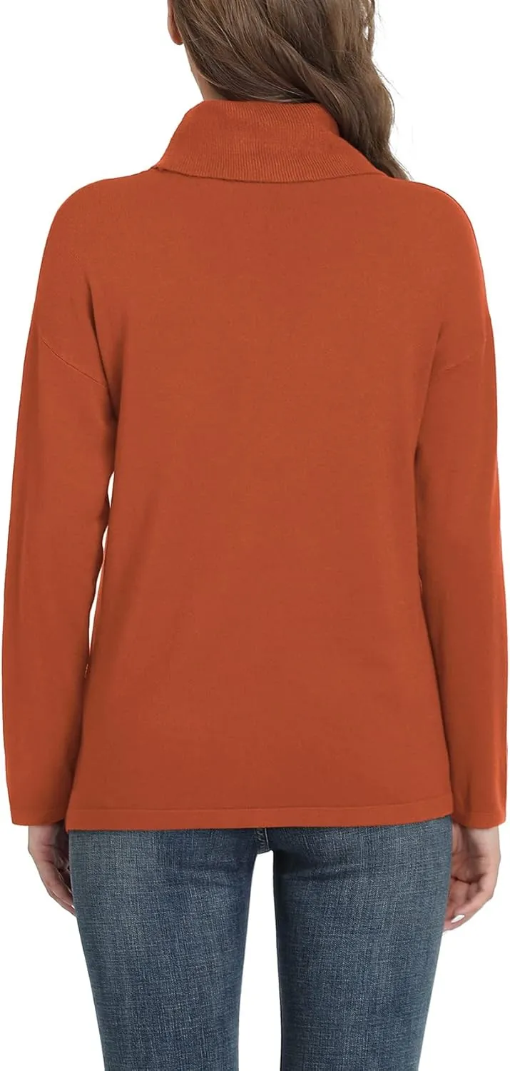 VIISHOW Women's Turtleneck Sweater Long Sleeve Cozy Warm Sweater Casual Lightweight Soft Pullover Jumper Tops