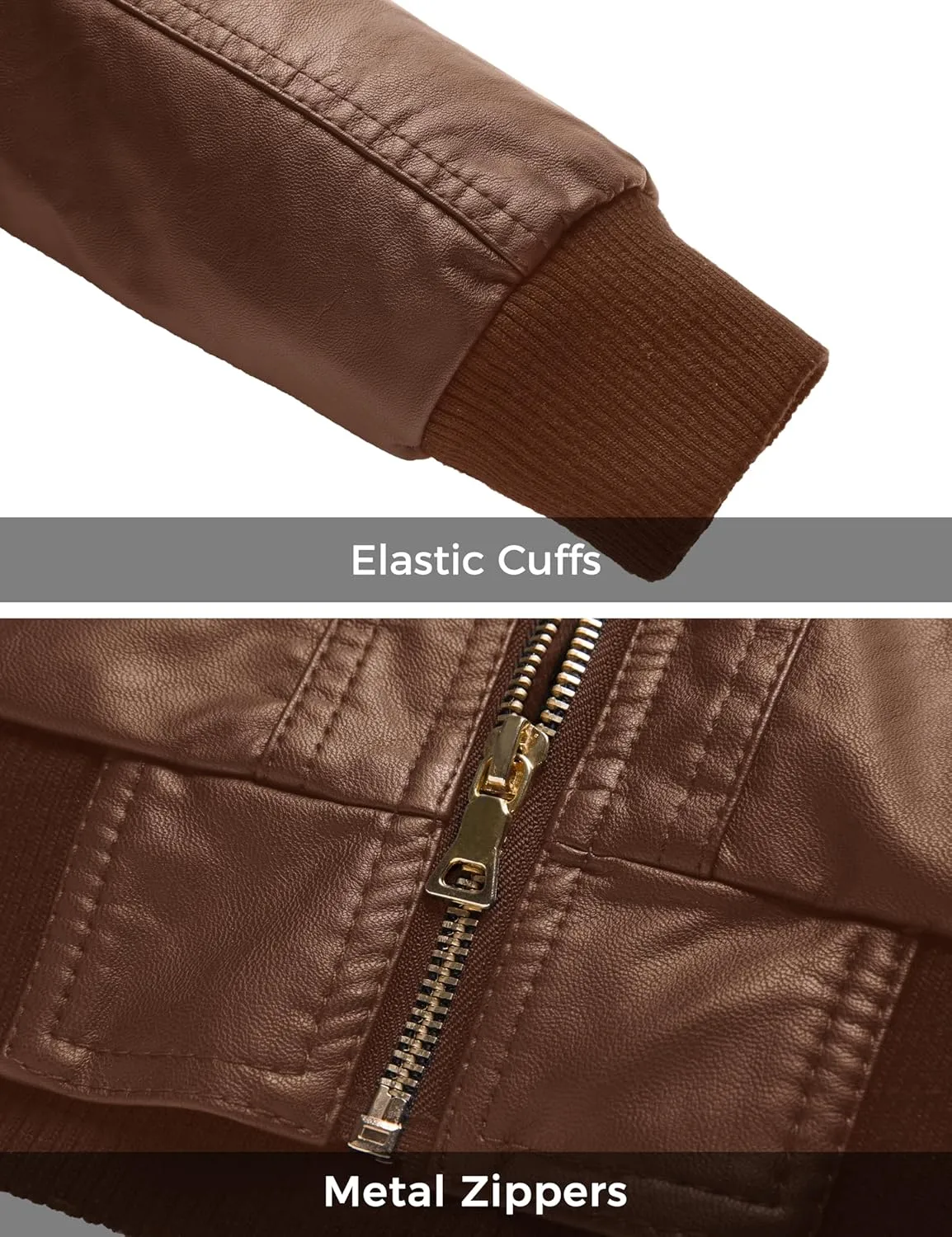 wantdo Women's Lightweight Leather Jacket Casual Motorcycle PU Biker Coat with Removable Hood
