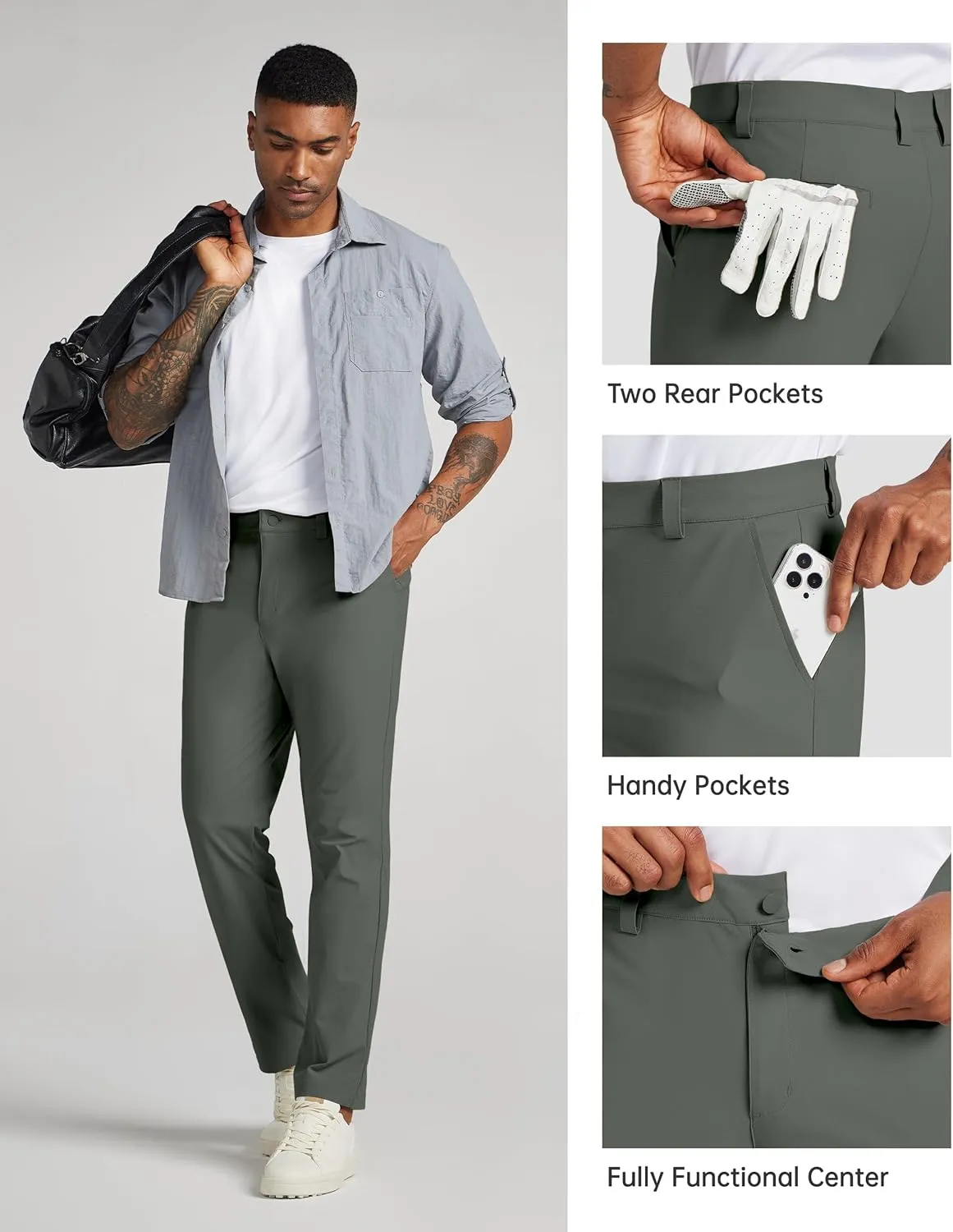 Willit Mens Golf Pants Stretch Dress Pants Quick Dry Work Business Slacks Casual Pants with 4 Pockets 30"/32"/34"