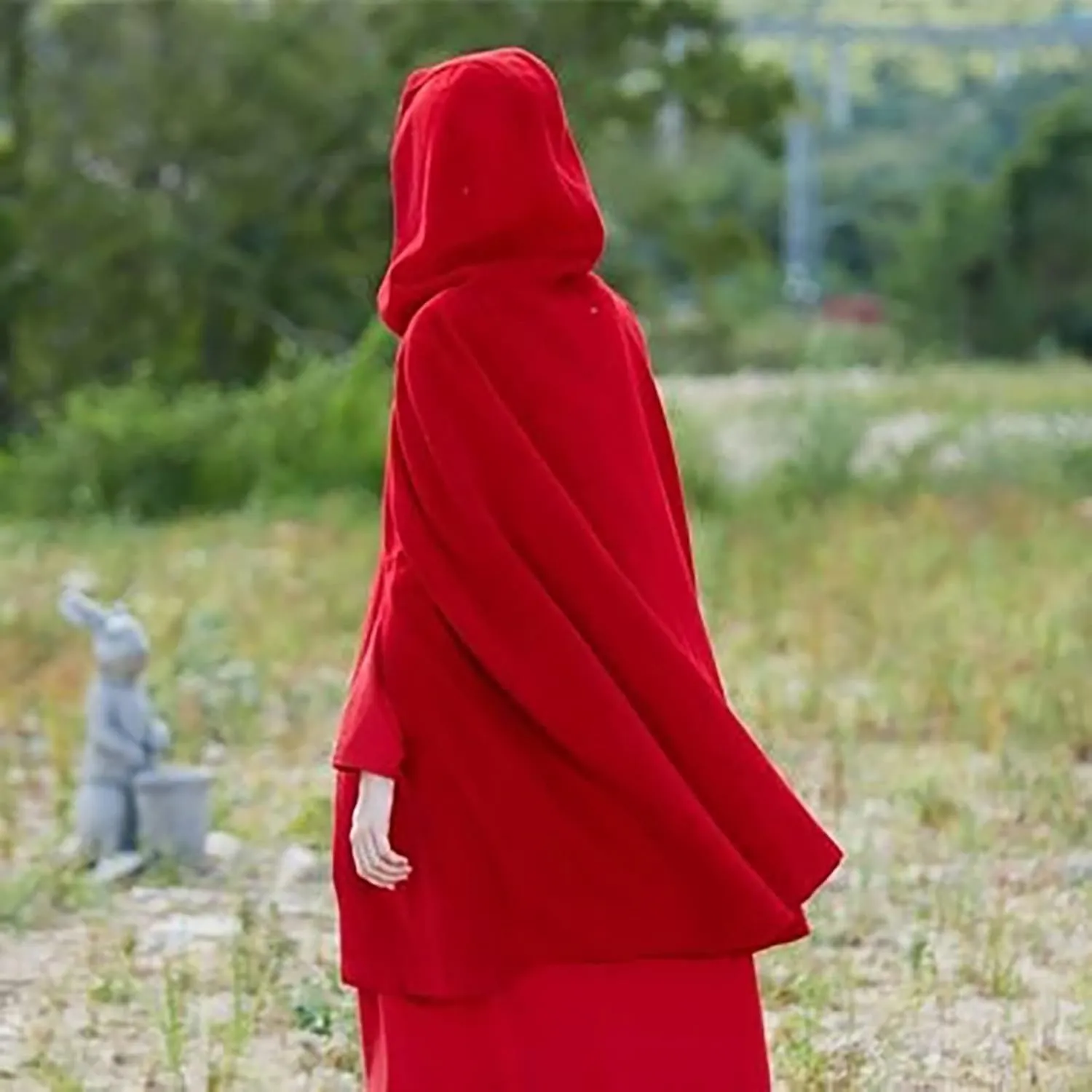 Winter Thick Cloak with Hood Women Wool Blend Cape Coat Poncho Batwing Cardigans Plus Size Coat Solid Classic Jackets