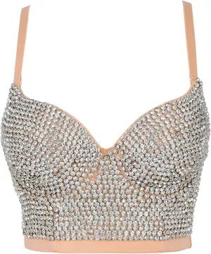 Women Beaded Bra Fashion Camisole Outerwear Diamond Tube Top