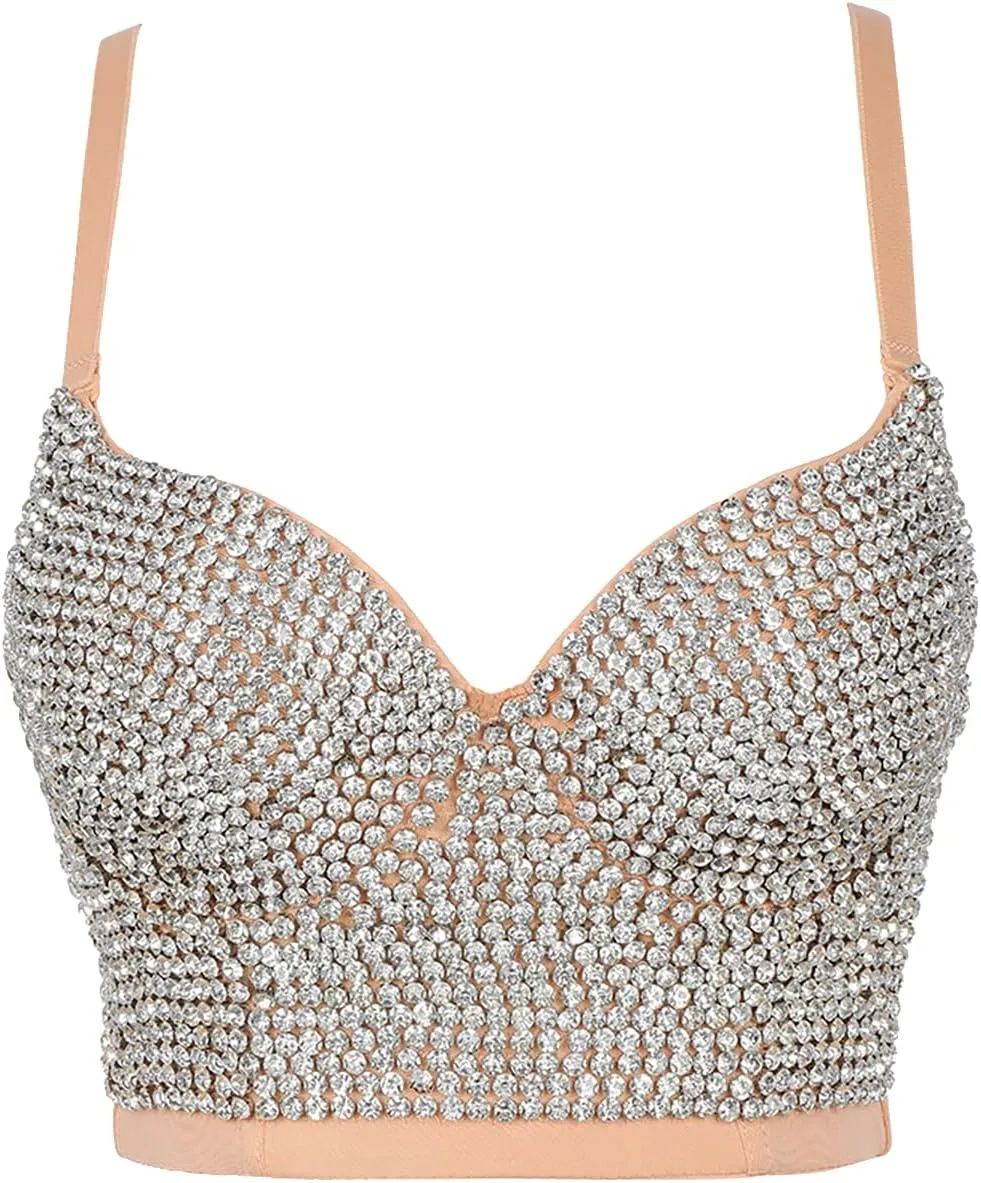 Women Beaded Bra Fashion Camisole Outerwear Diamond Tube Top