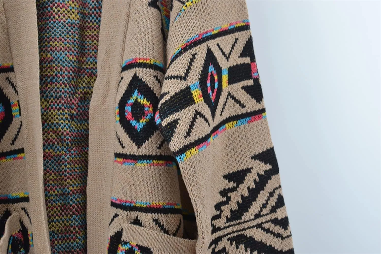 Women Boho Cardigan Sweater Long Open Front Western Aztec Tribal Tassel Fringe Knit Sweaters Vintage Hippie Clothes