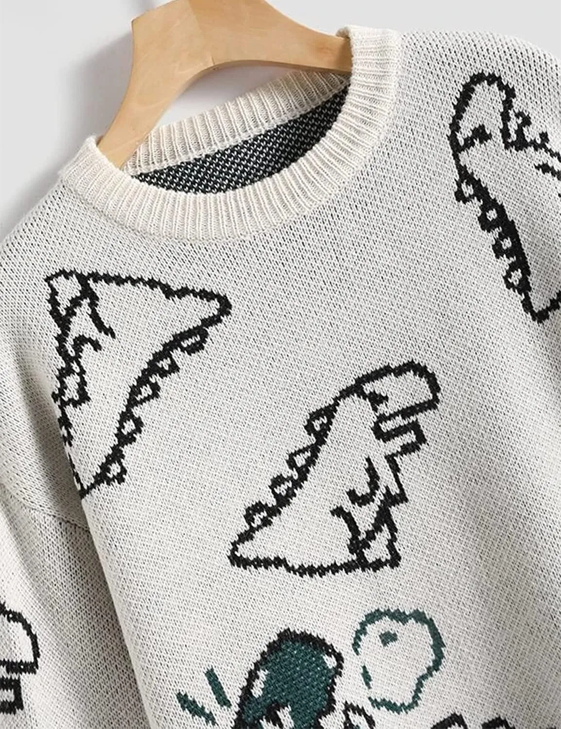 Women Dinosaur Print Knit Sweater Aesthetic Harajuku Oversized Pullover E Girl Streetwear Preppy Sweater