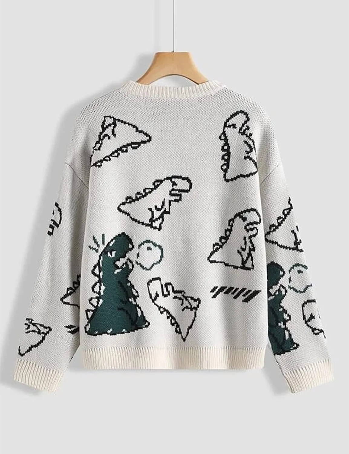Women Dinosaur Print Knit Sweater Aesthetic Harajuku Oversized Pullover E Girl Streetwear Preppy Sweater