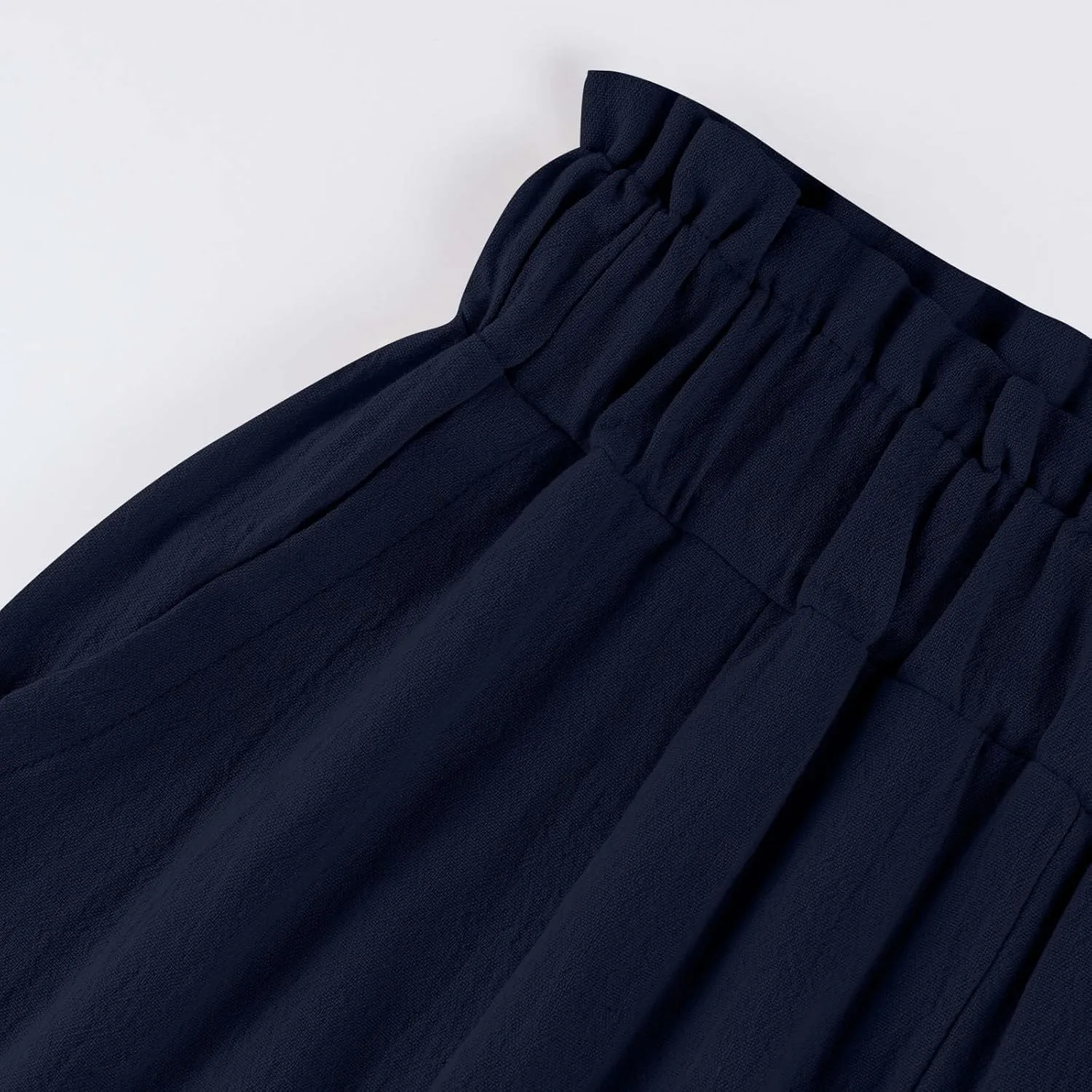 Women High Waisted Cotton Linen Pants Casual Loose Wide Leg Beach Pants Summer Outfits 2024 Trendy