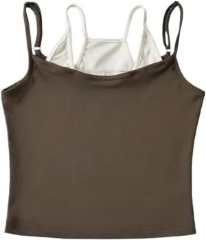 Women Patchwork Camisole Vest Summer Contrast Color Crop Top