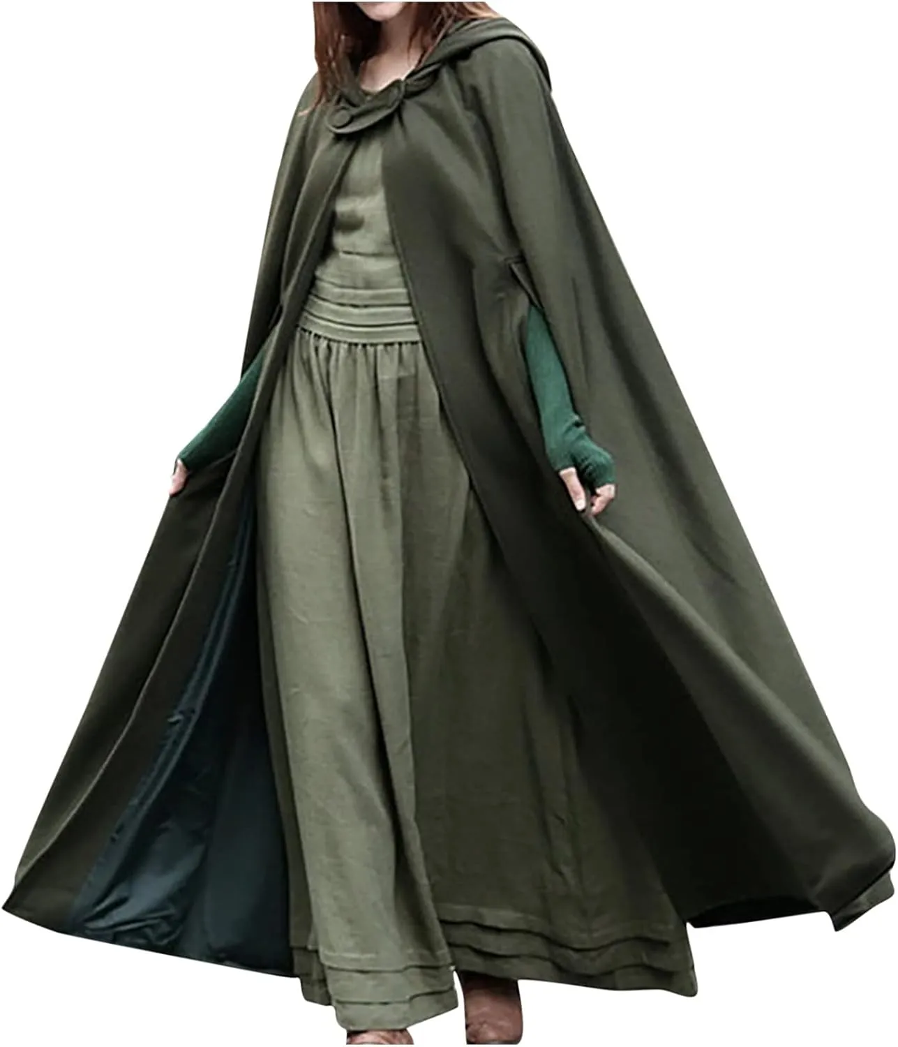 Women Trench Coat Hoodies Open Front Cardigan Jacket Winter Coat Shawl Cape Cloak Poncho Plus Size Robe Cosplay Costume