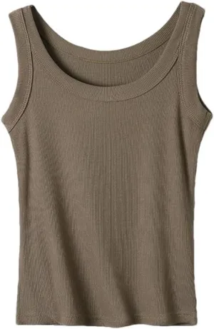 Women Vest Sleeveless Bottoming Tank Top Threaded Casual Camisole