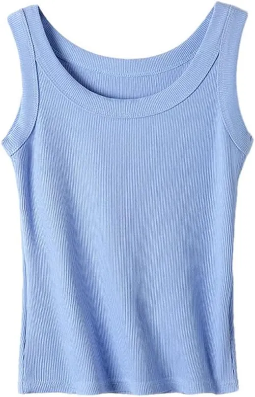 Women Vest Sleeveless Bottoming Tank Top Threaded Casual Camisole