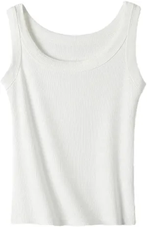 Women Vest Sleeveless Bottoming Tank Top Threaded Casual Camisole
