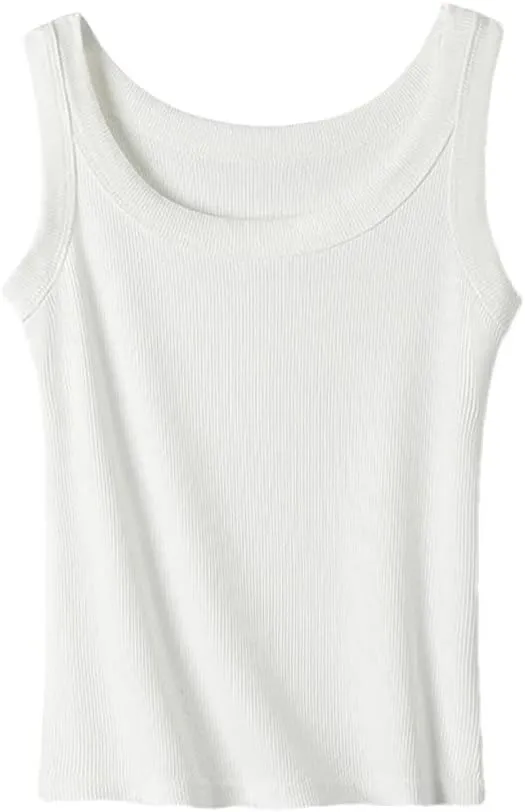 Women Vest Sleeveless Bottoming Tank Top Threaded Casual Camisole