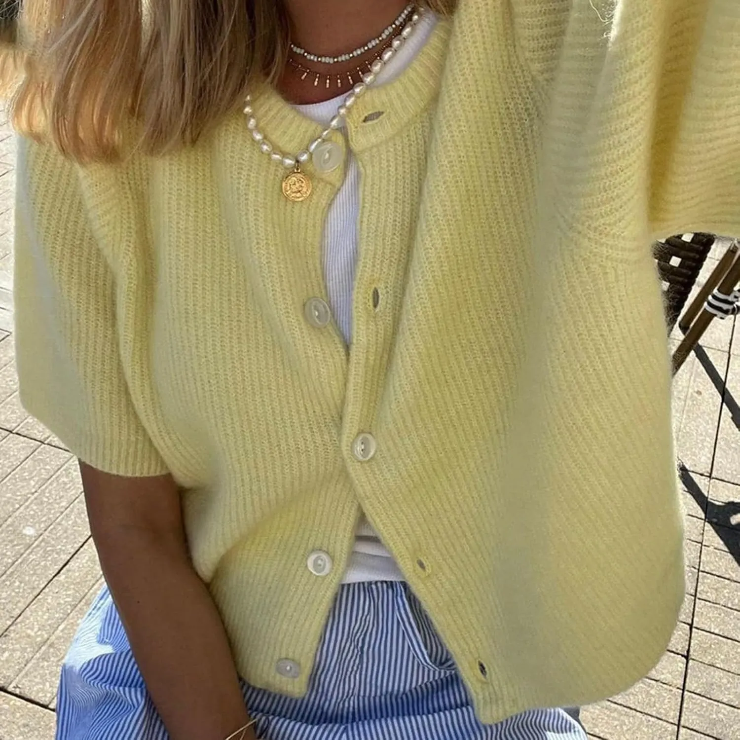 Women Y2K Cardigan Sweater Short Sleeve Button Down Ribbed Knit Crop Top Fall Winter Going Out Sweater