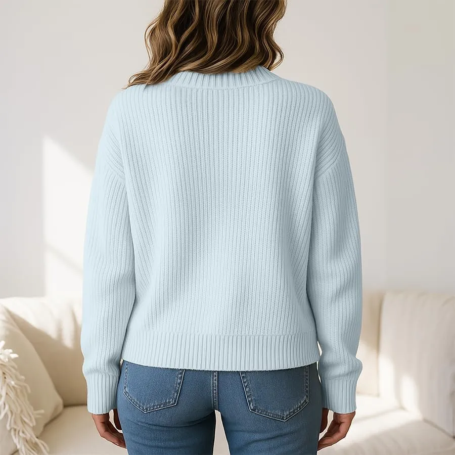 Women's American Flag Pattern Long Sleeve Lightweight Round Neck Sweater Casual Loose Pullover Sweater