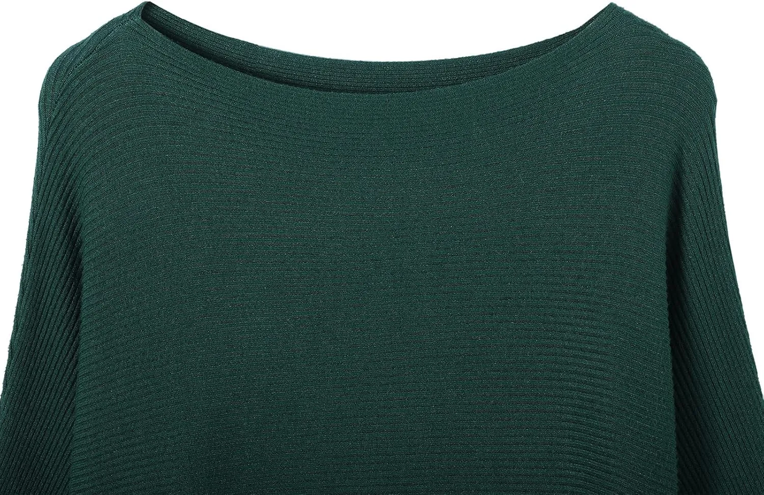 Women's Batwing Sleeves Sweater Solid Boat Neck Knit Pullover Dolman Sweater Tops for Women