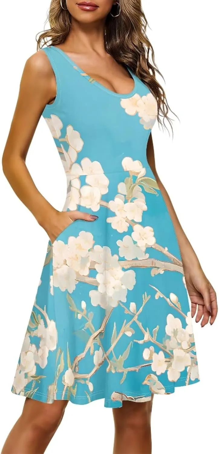 Womens Casual Summer Sundress Halter Mini Plus Size Sexy Casual Skims Dress Prom Birthday Party Beach XS-4XL
